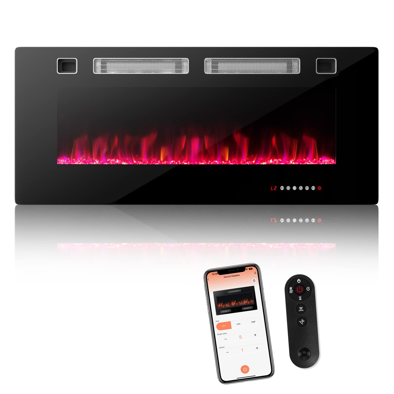 Tangkula Electric Fireplace Insert(42 inches/50 inches/72 inches)